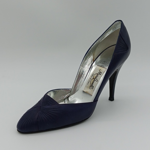 🌟 NEW IN BOX Vintage 40s Rene Caovilla Plum Pump with Box - Picture 1 of 15